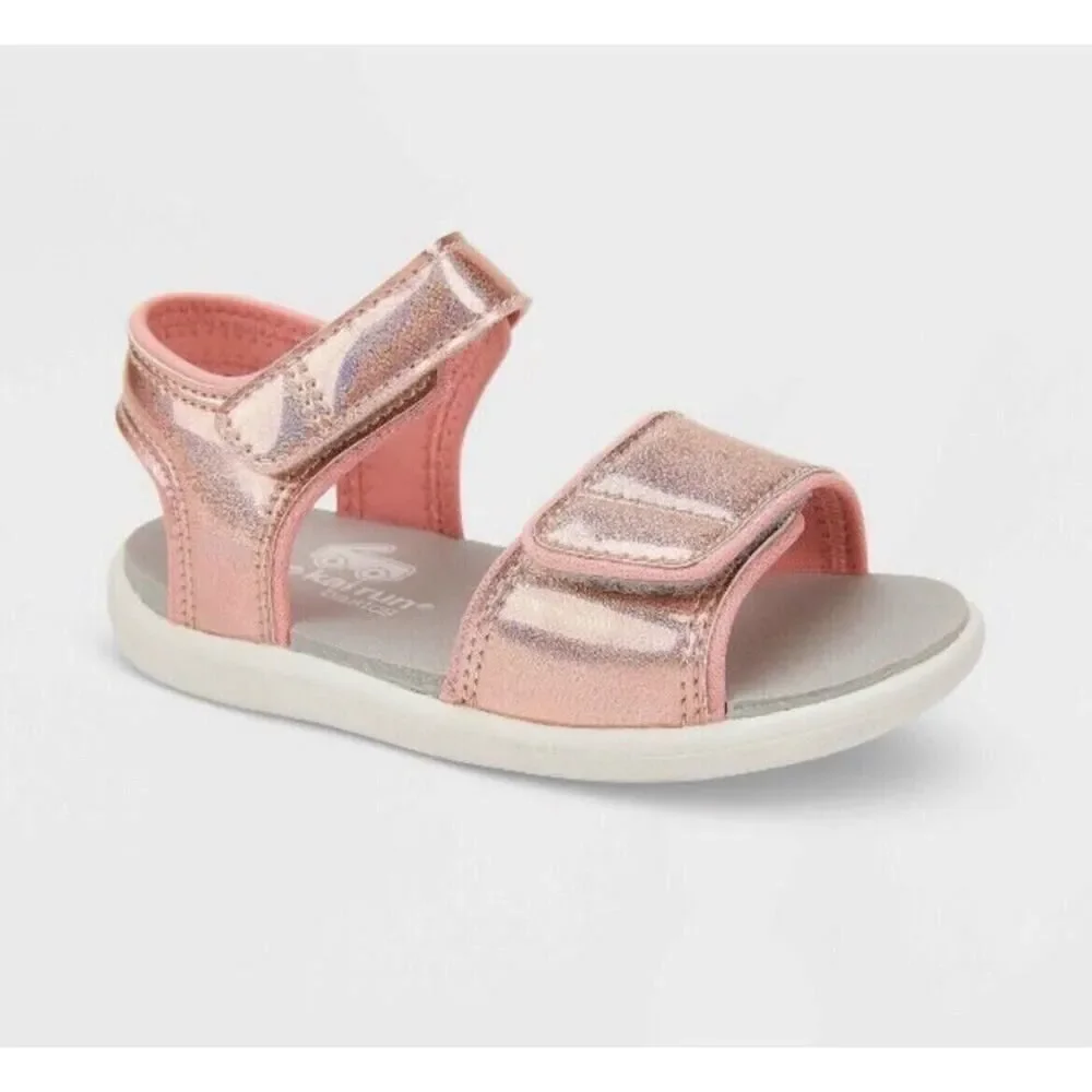 See Kai Run Toddler Girls Logan Sandal Pink Glitter Hook & Loop Adjustable 9